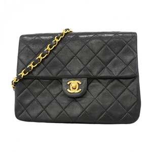 Chanel Mini Matelasse Shoulder Bag with Chain Bag, Lambskin, Black, Women's